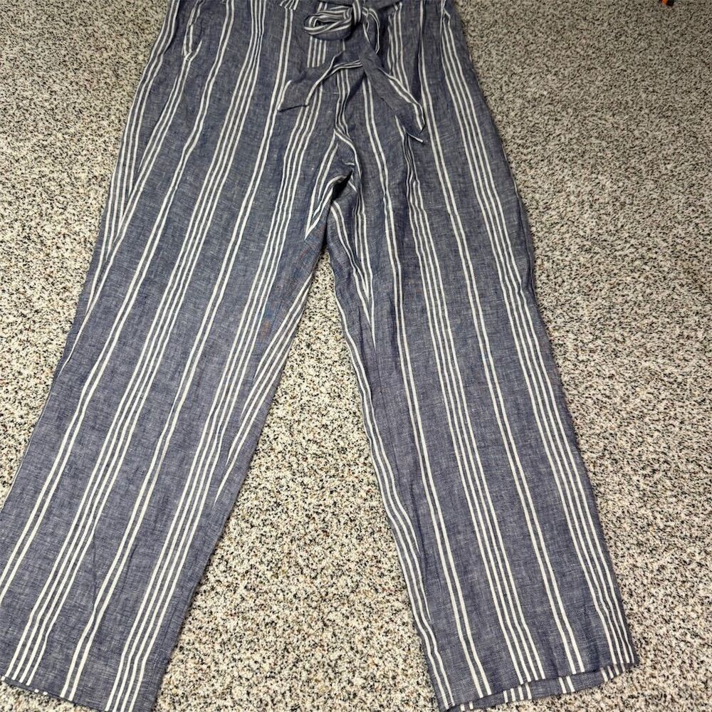 Old Navy Women's Blue Striped Paperbag Wide-Leg Pants Size L​